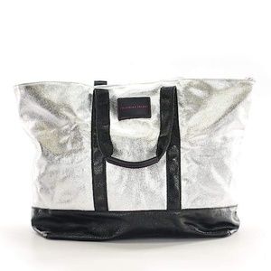 Silver and black Victoria's Secret tote